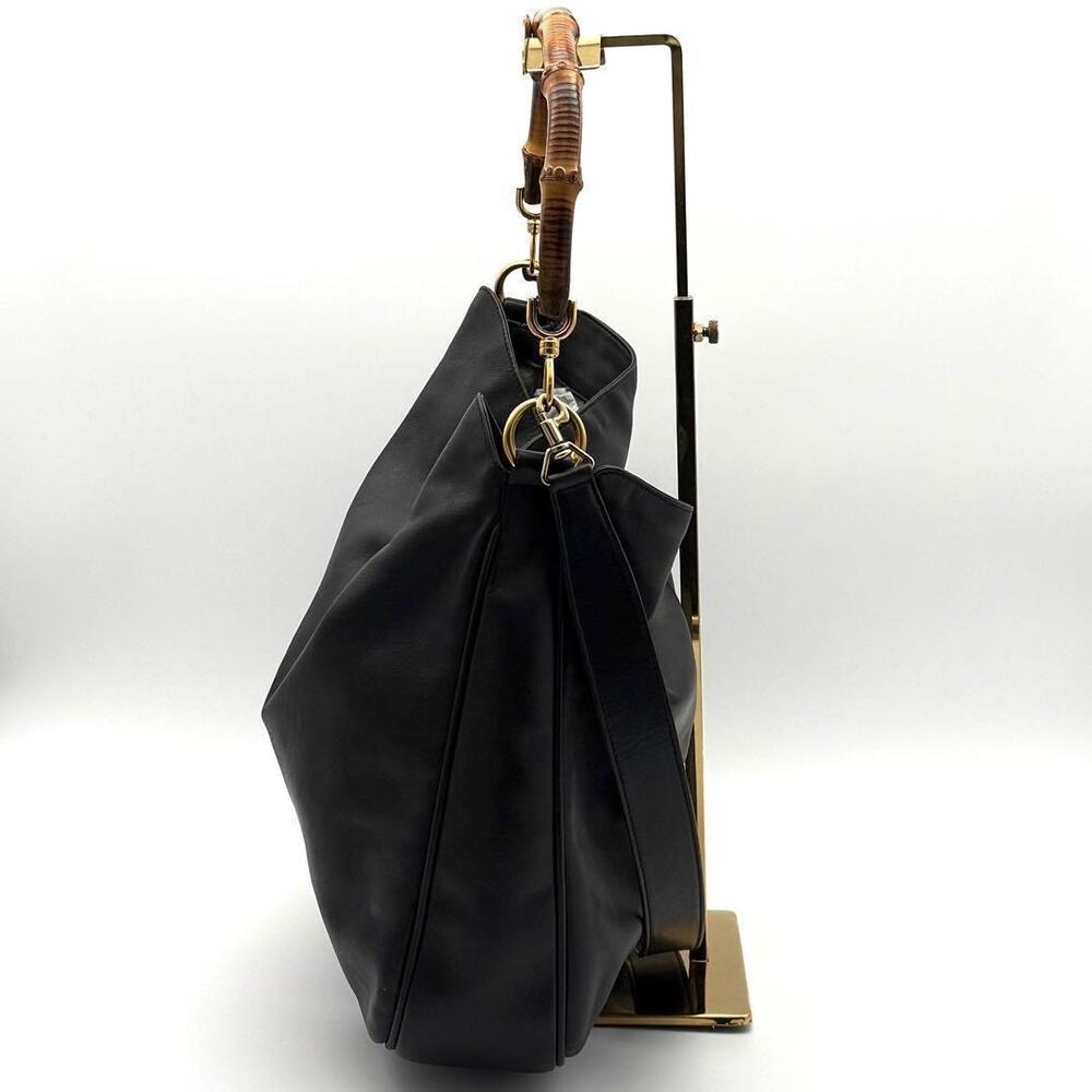 Gucci Black Leather Bamboo Handle Hobo - Picture 3 of 10